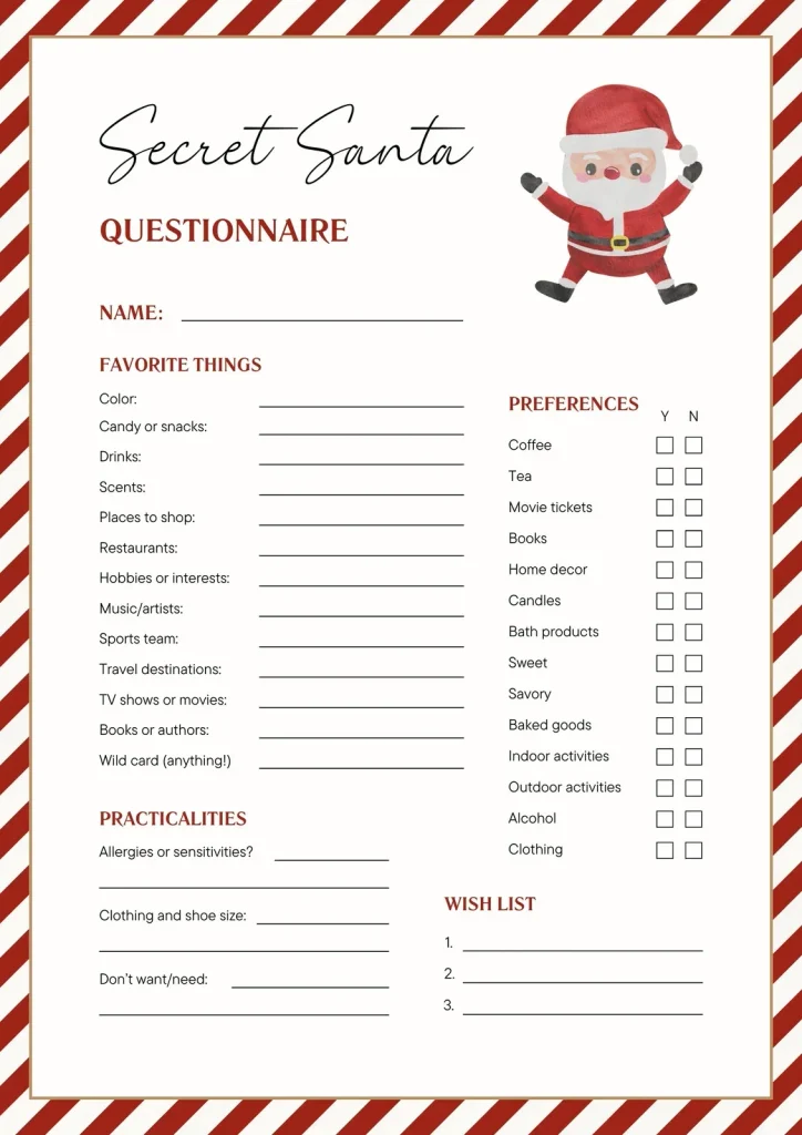Secret Santa Questionnaire