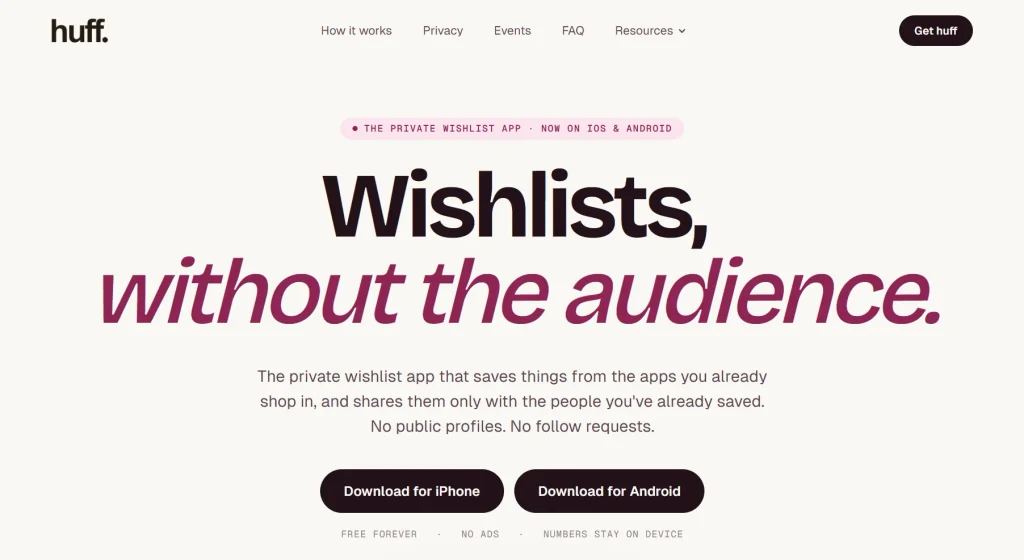 Huff Housewarming Wishlist App