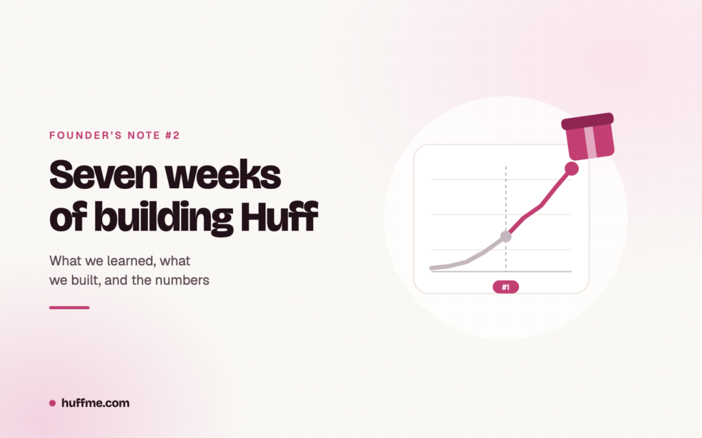 Founder’s Note #2: Seven weeks of building Huff