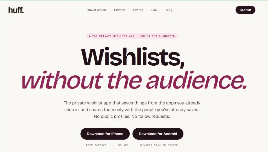 Huff Christmas List App